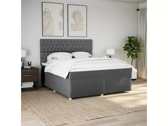 Sommier à lattes de lit avec matelas Gris foncé 180x200cm Tissu
