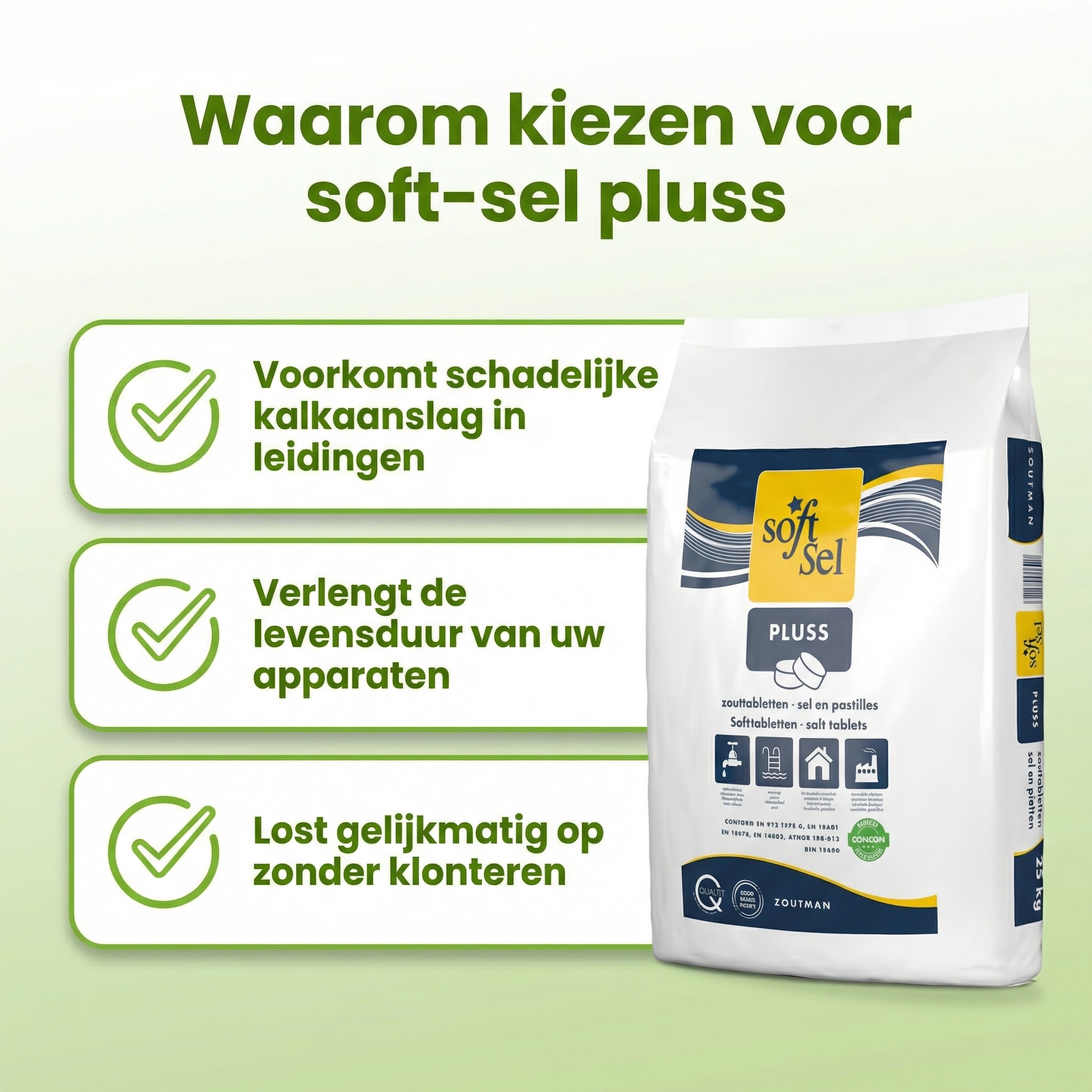 Soft-sel zwembadzouttabletten - 25 kg