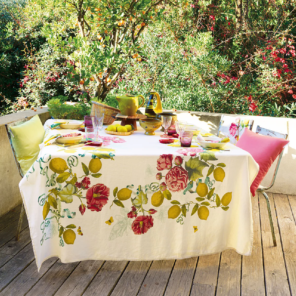 Nappe pur lin multicolore 155x225 Garnier Thiebaut