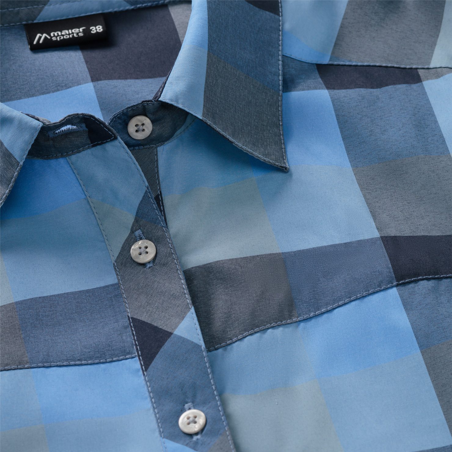 Maier Sports Kendra Langarmbluse Damen blue check