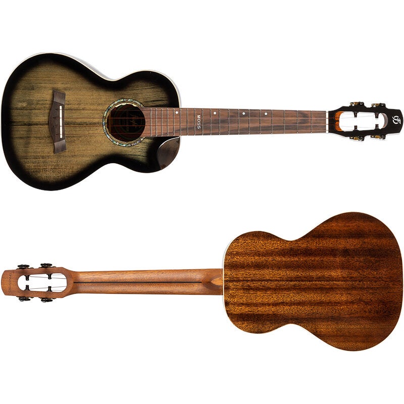 Flight Peter Moss Signature Moonburst Stain elektrisch-akoestische tenor ukelele met deluxe gigbag