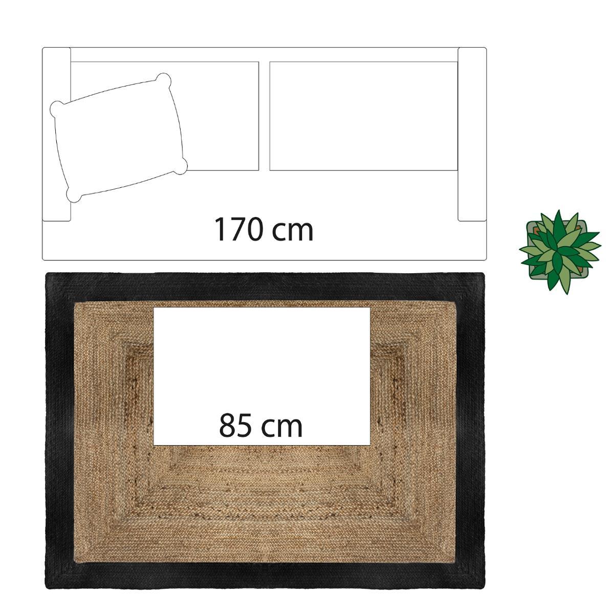 TAPIS JUTE BORD NOIR D.120X170CM