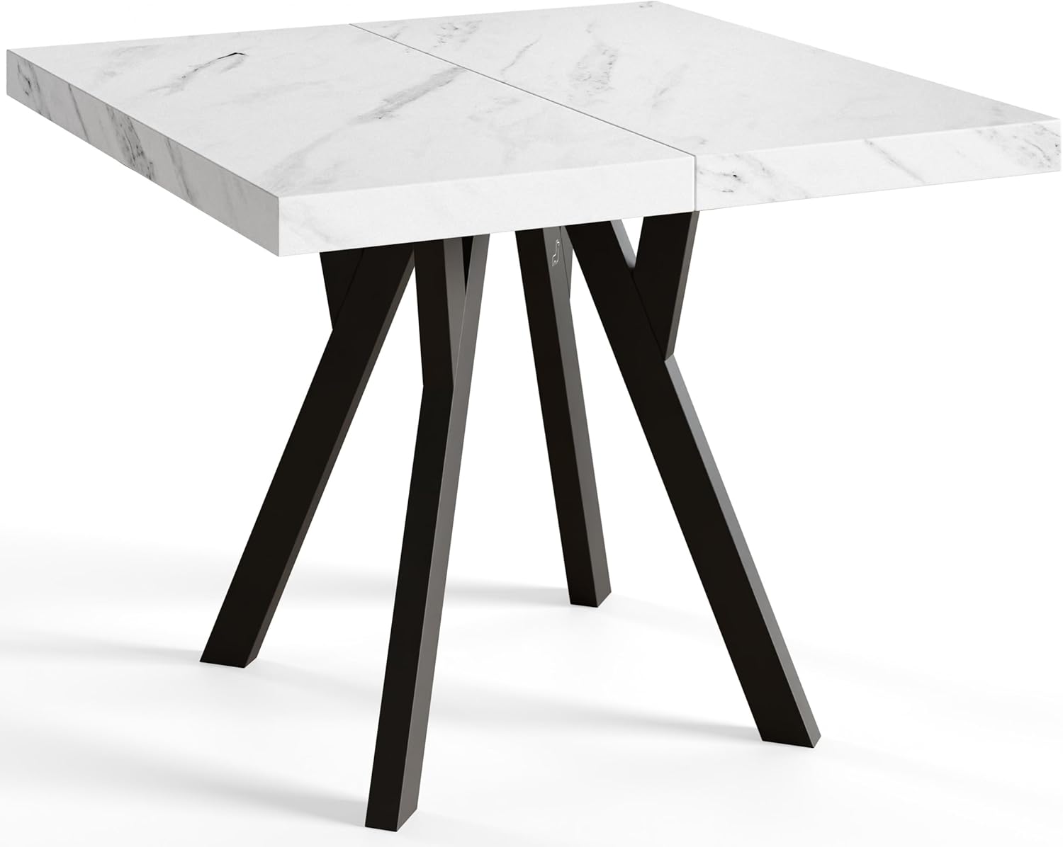 Quadratischer Esstisch ausziehbar – Moderner Wohnzimmertisch und Küchentisch – Tisch mit Holzbeinen, stabile Konstruktion, Durchmesser 120 cm - 220 cm - Farbe MARMUR - Kollektion Rico