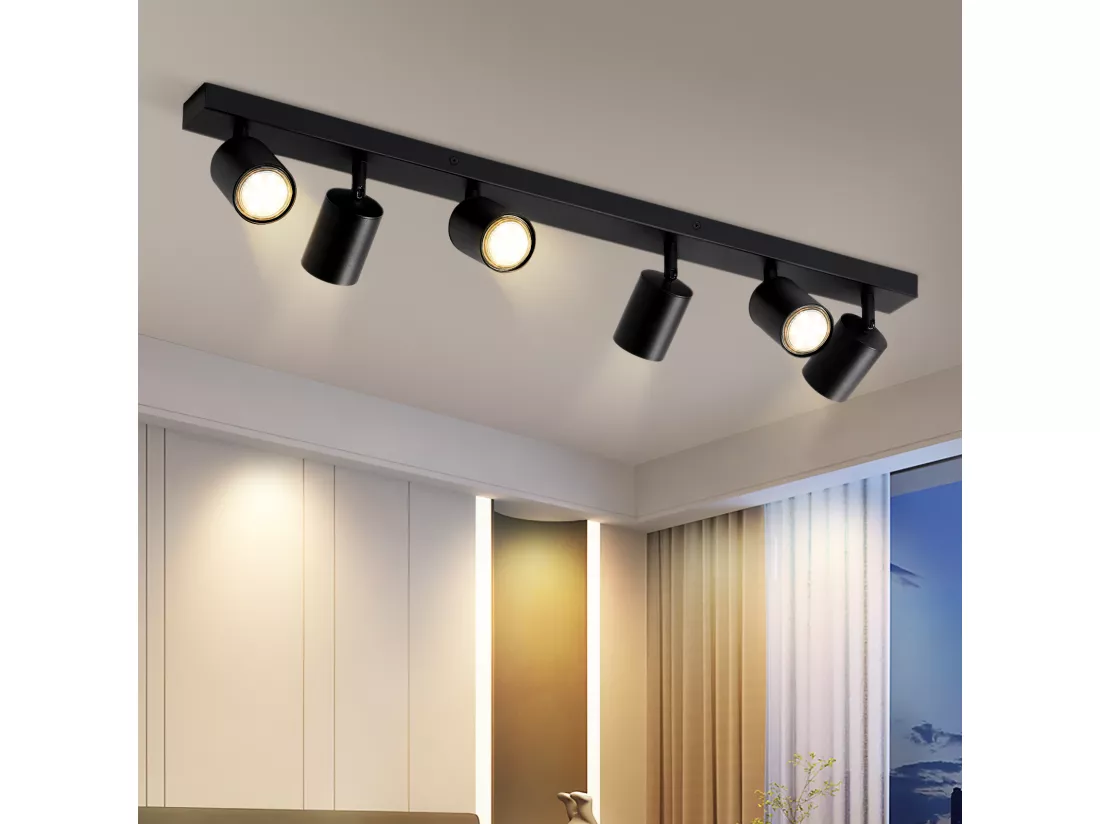 NETTLIFE 6 spots de Plafond Noir LED orientable à 330° GU10 pour Salon Chambre Cuisine, sans Ampoule