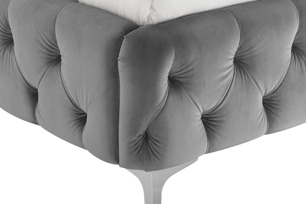 riess-ambiente Doppelbett MODERN BAROCK - 160x200cm grau Samt Chesterfield