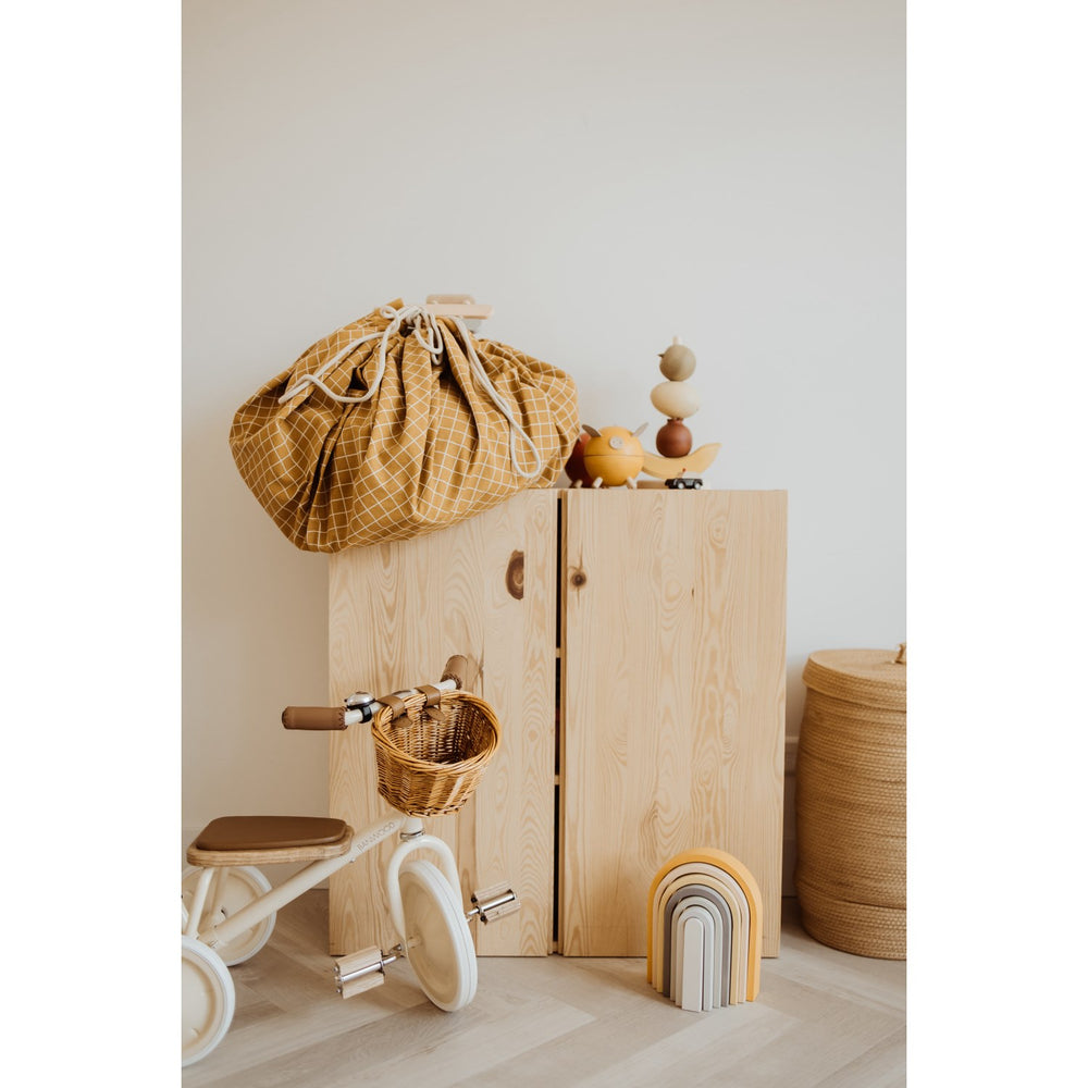 Køb Play&Go Organic Grid Mustard 2-in-1 Legetæppe