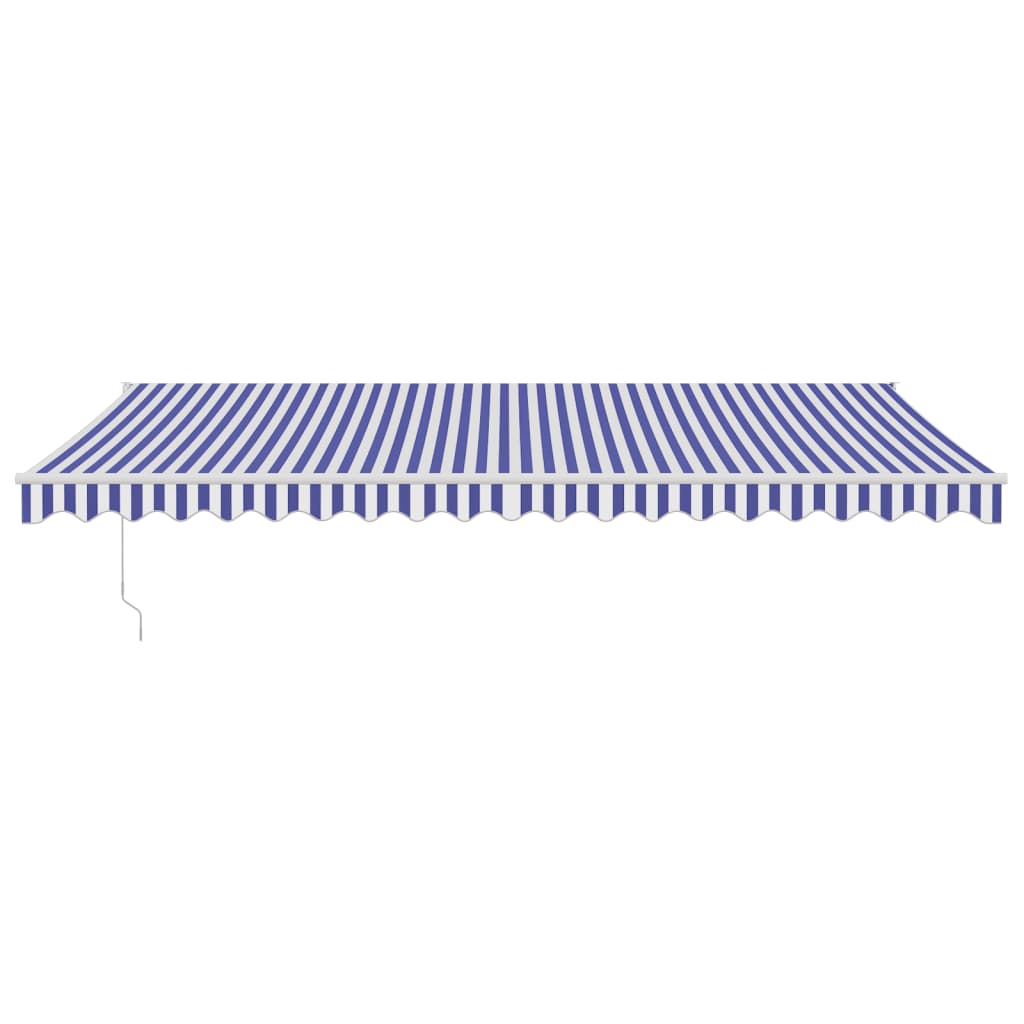 Auvent rétractable bleu et blanc 5x3 m tissu et aluminium