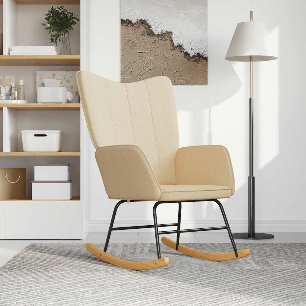 vidaXL Schommelstoel, Crème, Bekleed met Stof