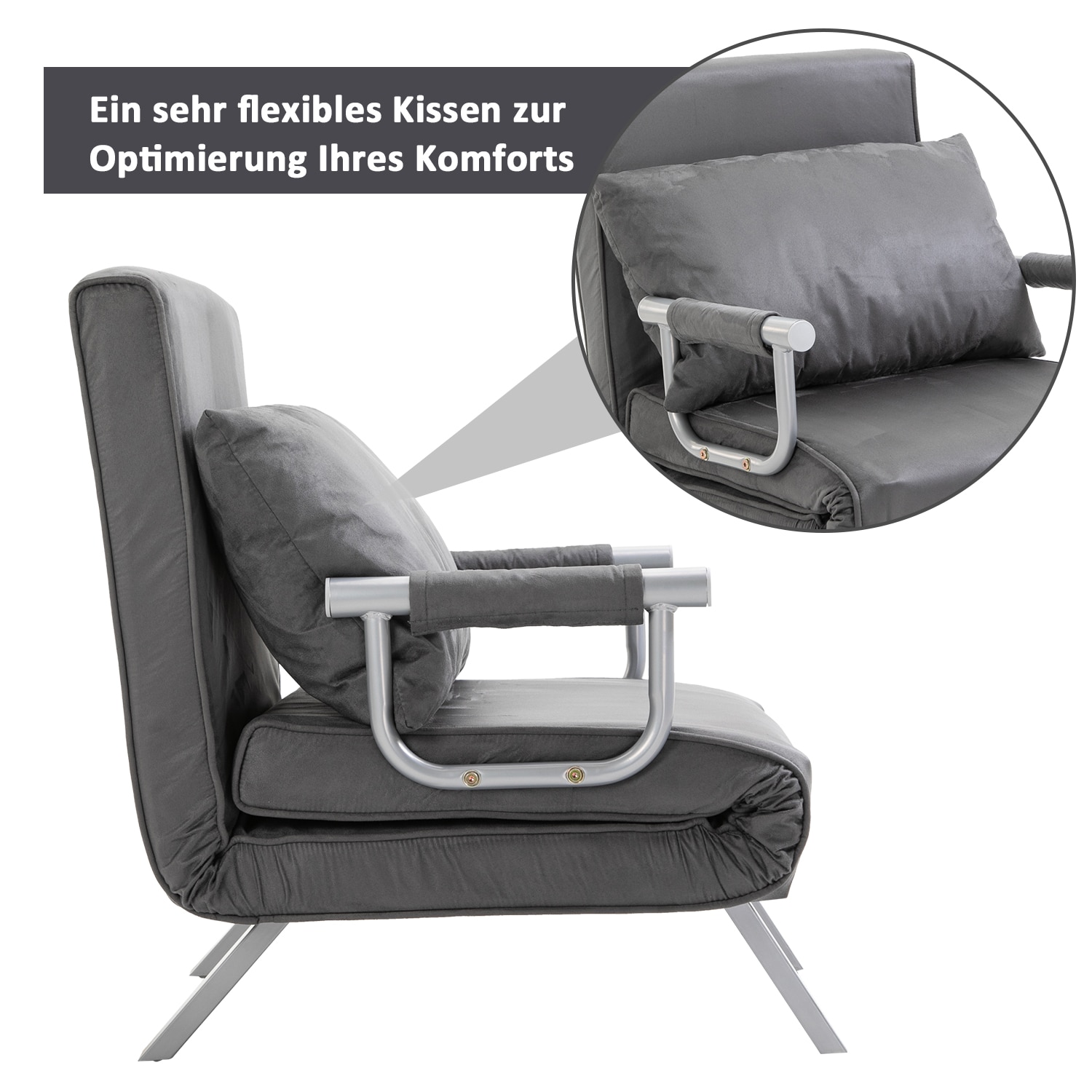 HOMCOM 3 in 1 Schlafsessel mit 5-fach verstellbarer Rückenlehne