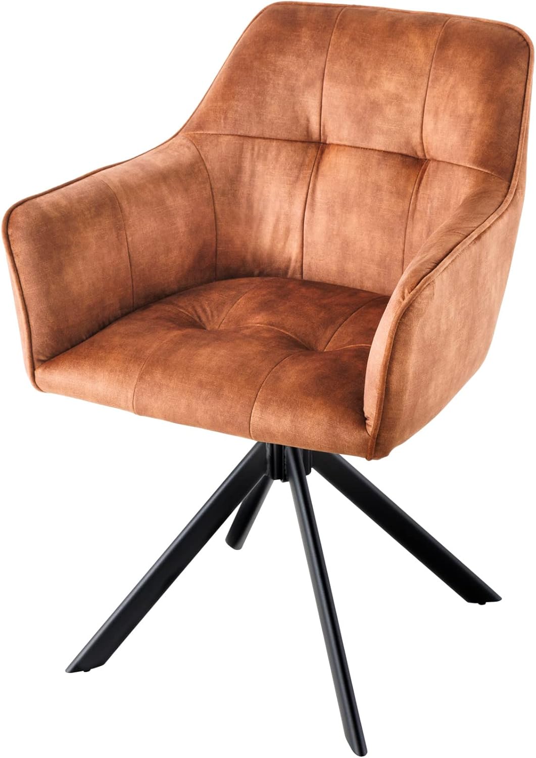 Riess Ambiente Design Stuhl LOFT rost braun Samt drehbar Metallgestell schwarz mit Armlehne