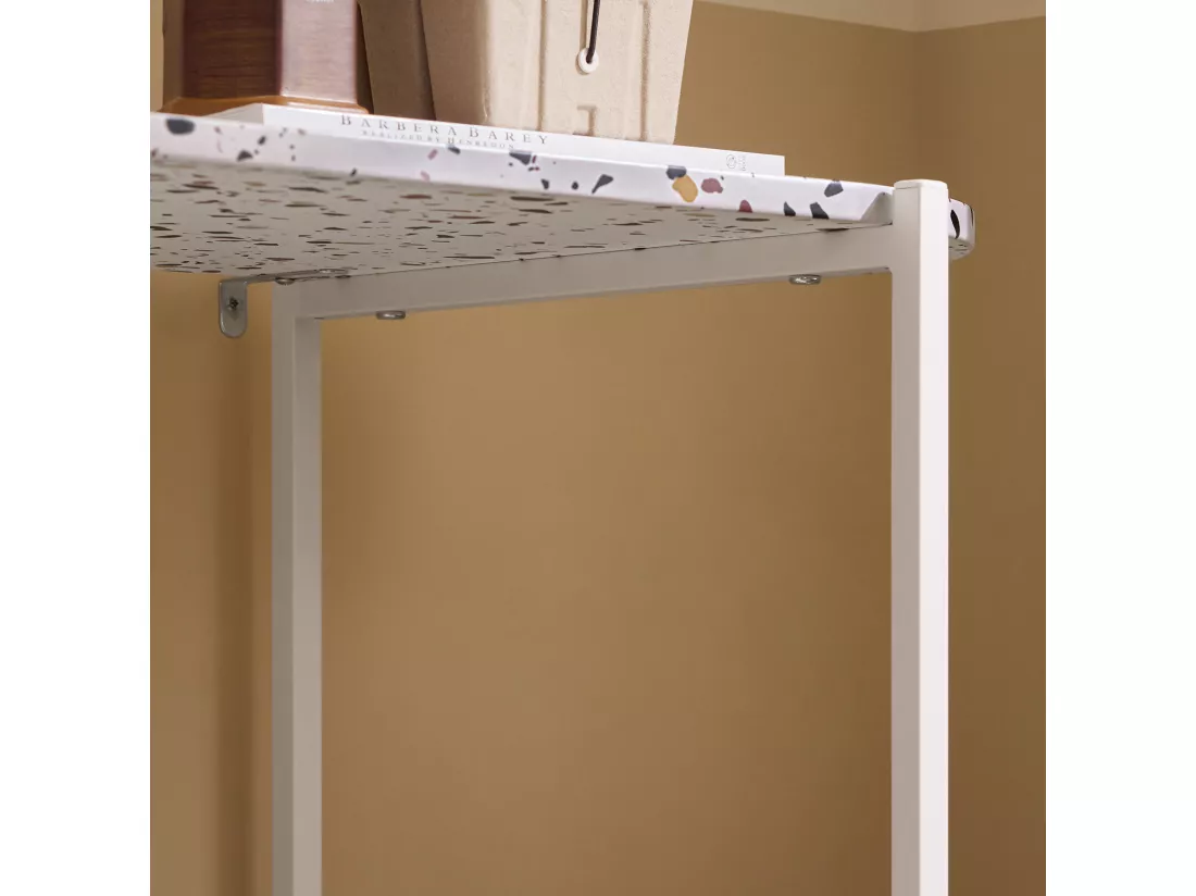 SoBuy Table Console, Table d'Appoint, Table d’Entrée, Étagère de Rangement, Étagère Asymétrique à 4 Niveaux, Cadre en Métal, pour Entrée, Salon, Chambre, 120x40x86 cm, Blanc, FSB89-W