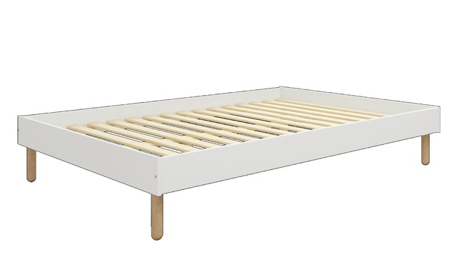 GOODproduct Bett »Dagmar, Bettgestell, Futonbett, Füsse aus Massivholz« 140cm Liegefläche,  mit festen Latten aus massiver Kiefer, belastbar mit 200KG