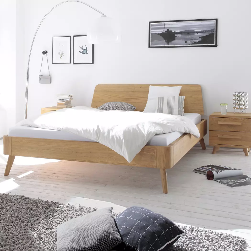 Massivholzbett Oak-Bianco 180 x 200 cm