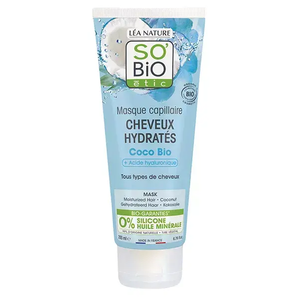 Máscara capilar hidratante em gel com coco orgânico So'Bio Étic 200ml