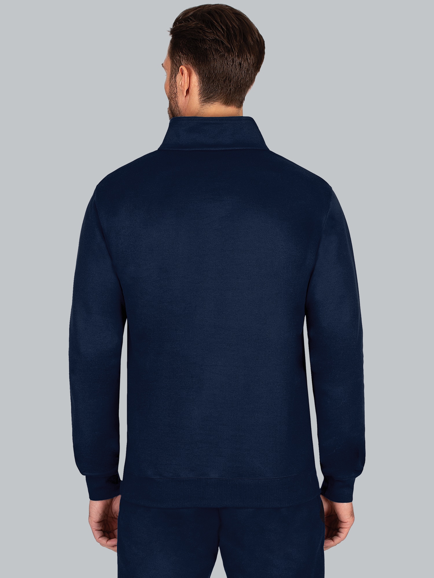 Sweatshirt mit Kragen und Reißverschluss Navy