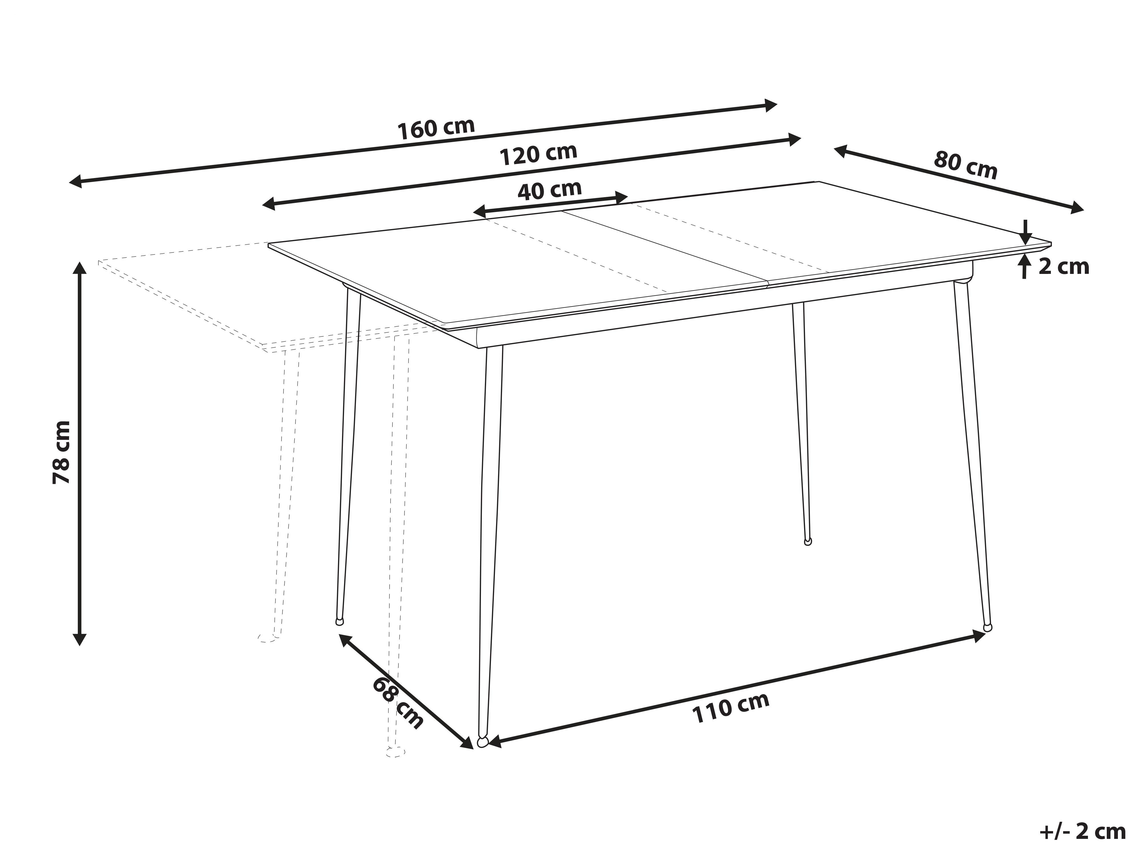 Eettafel uitschuifbaar GELANDA Grijs 80 cm 120/160 cm