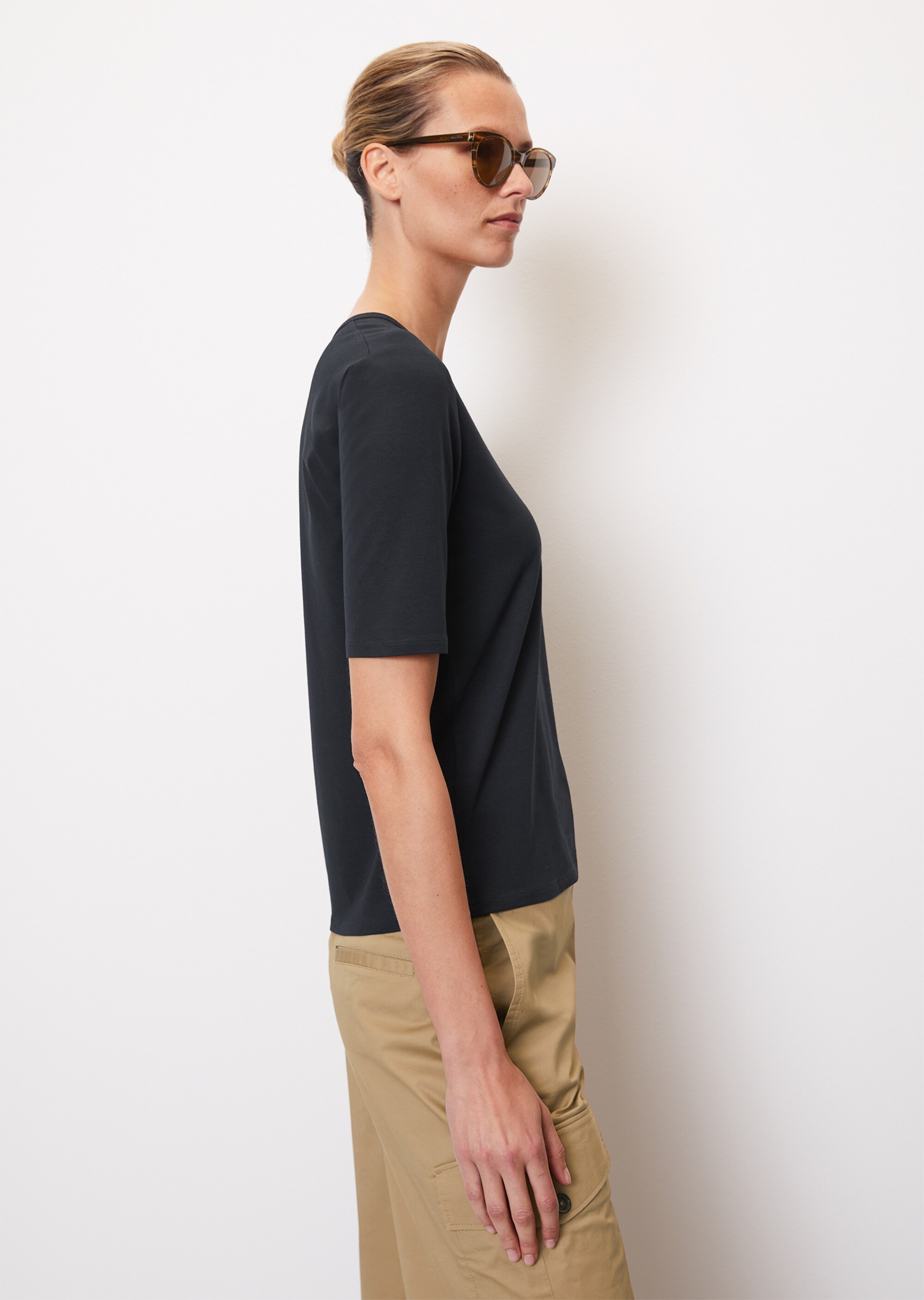 Basic T-Shirt slim aus stretchigem Modal-Organic-Cotton-Jersey