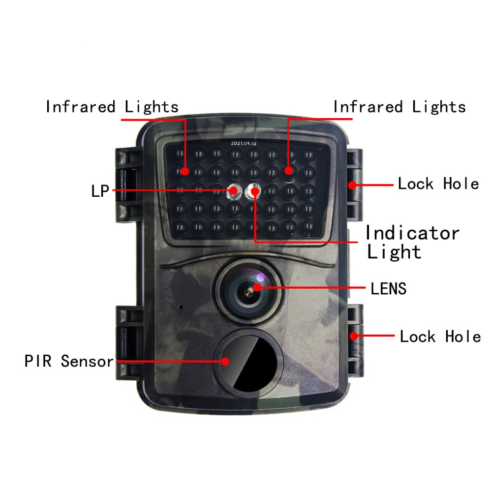 Mini Outdoor Wildtier (12MP) Kamera Nachtsichtkamera mit 38 LED's (IP54) Micro SD Kartenslot - Camouflage