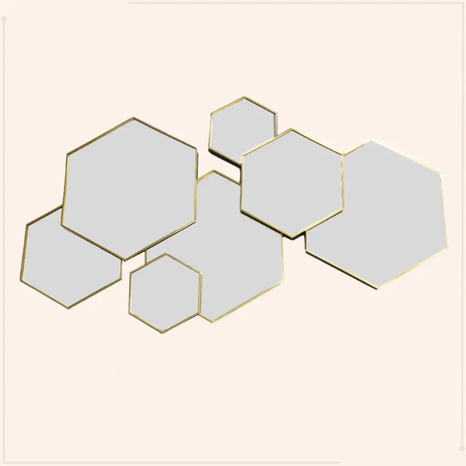 MISOU Spiegel Hexagon Goud 61,5x38cm Spiegels Wandspiegel