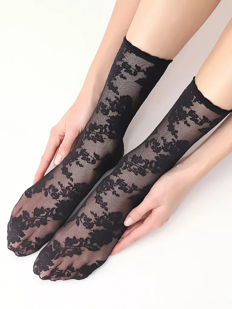 OROBLU Feinstrumpfsöckchen LITTLE ROSES blue onesize schwarz