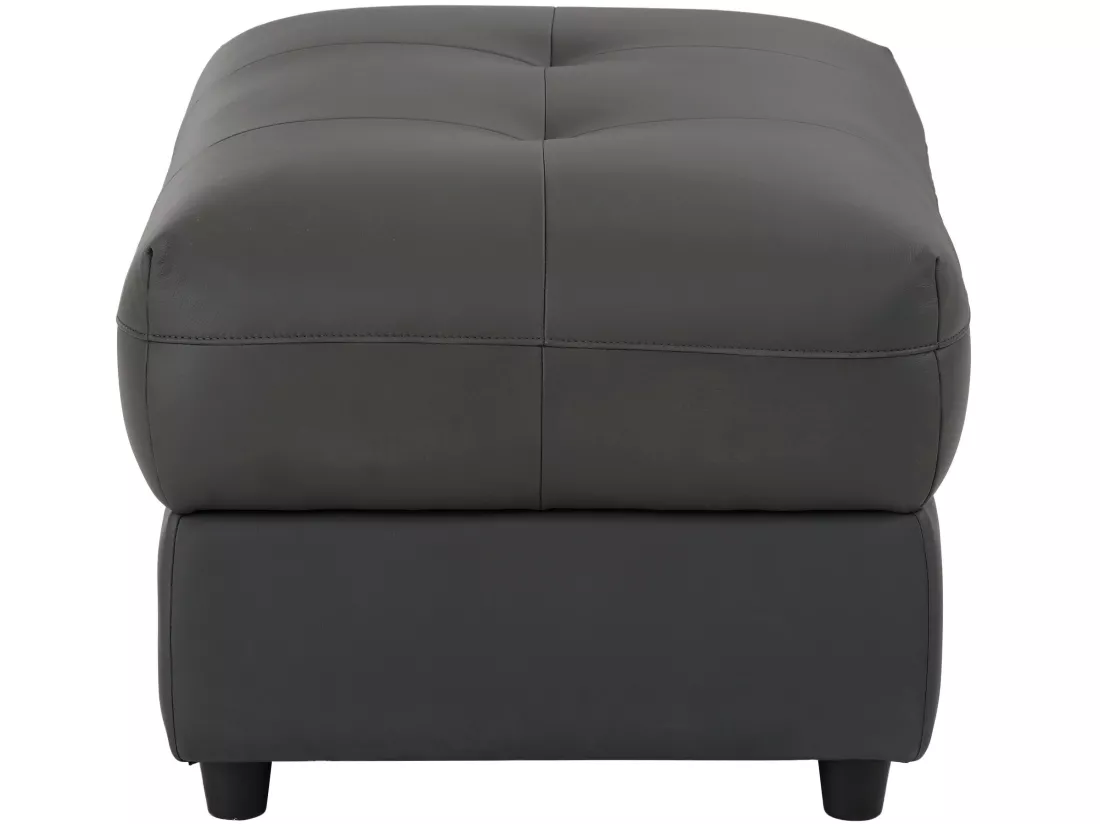Tanaro | Pouf rembourré en cuir et PU gris
