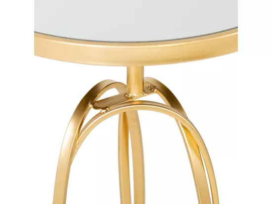 Table d'appoint en métal doré avec surface en verre d35.5x61h