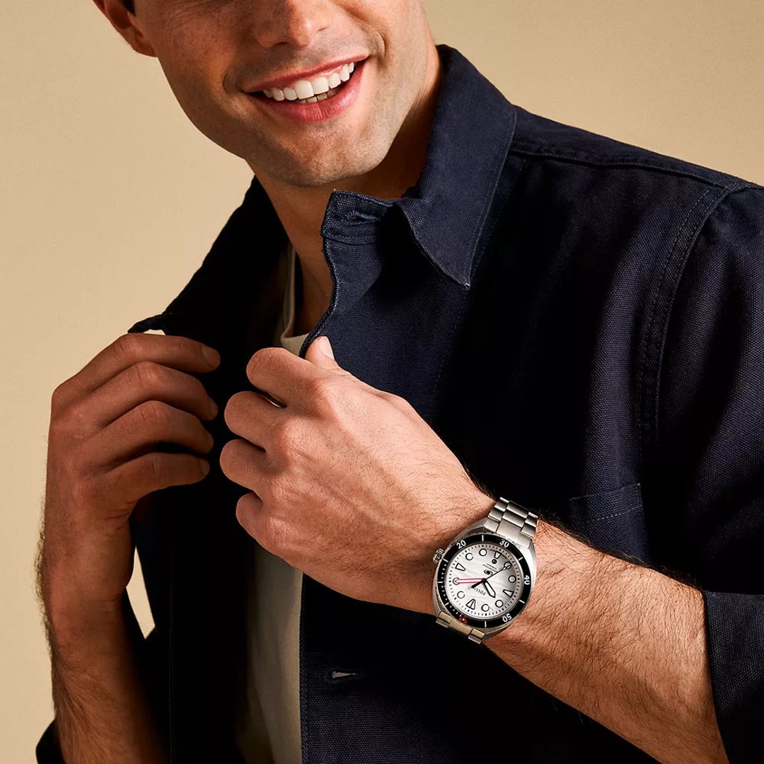 Fossil Breaker Date Silbrig / Weiss 42mm