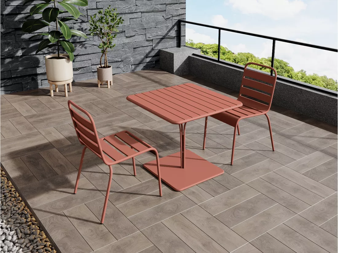 Table de jardin L.80 cm en métal - Terracotta - MIRMANDE de MYLIA