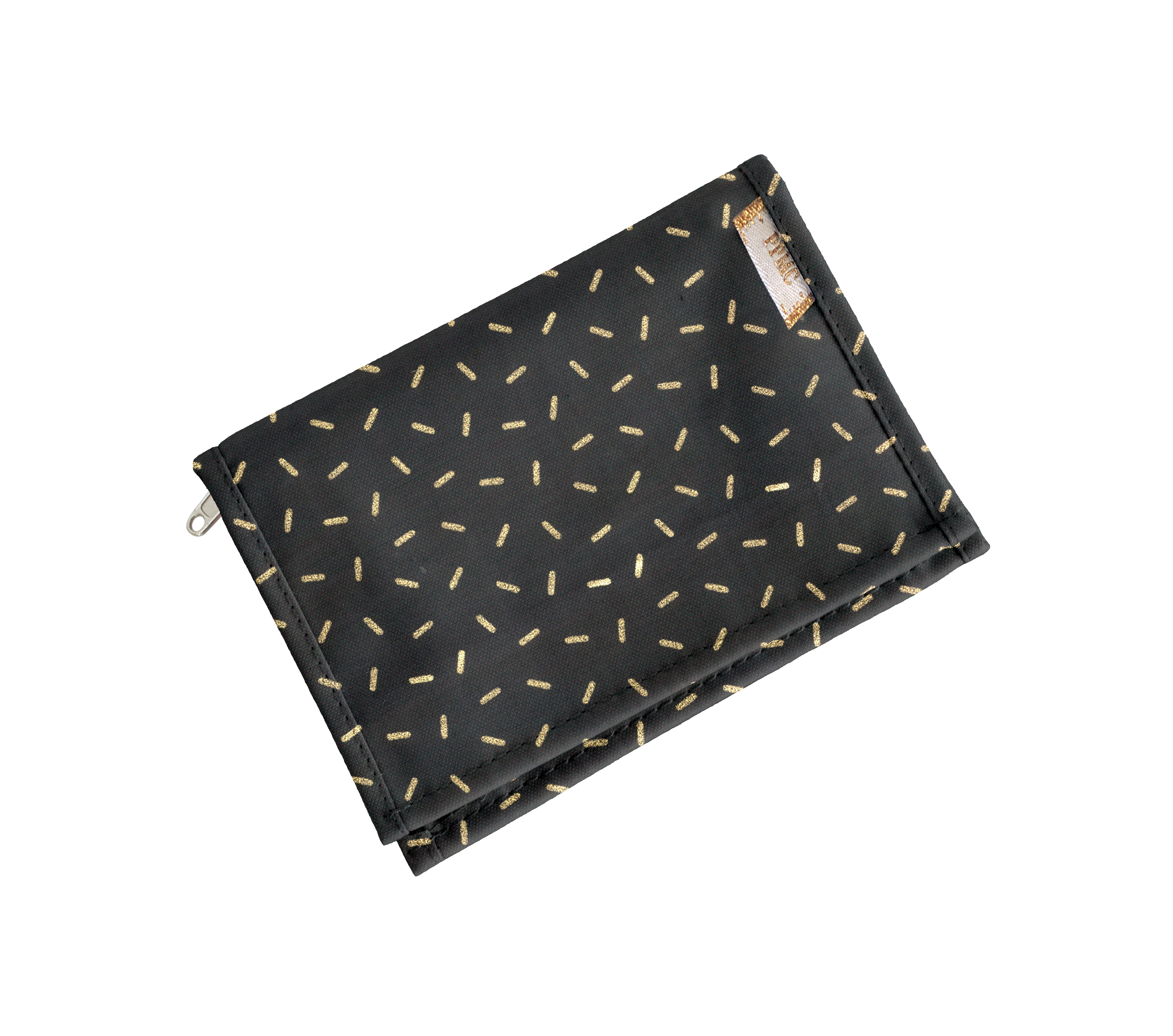 Portefeuille Compact Paille Dorée Noir