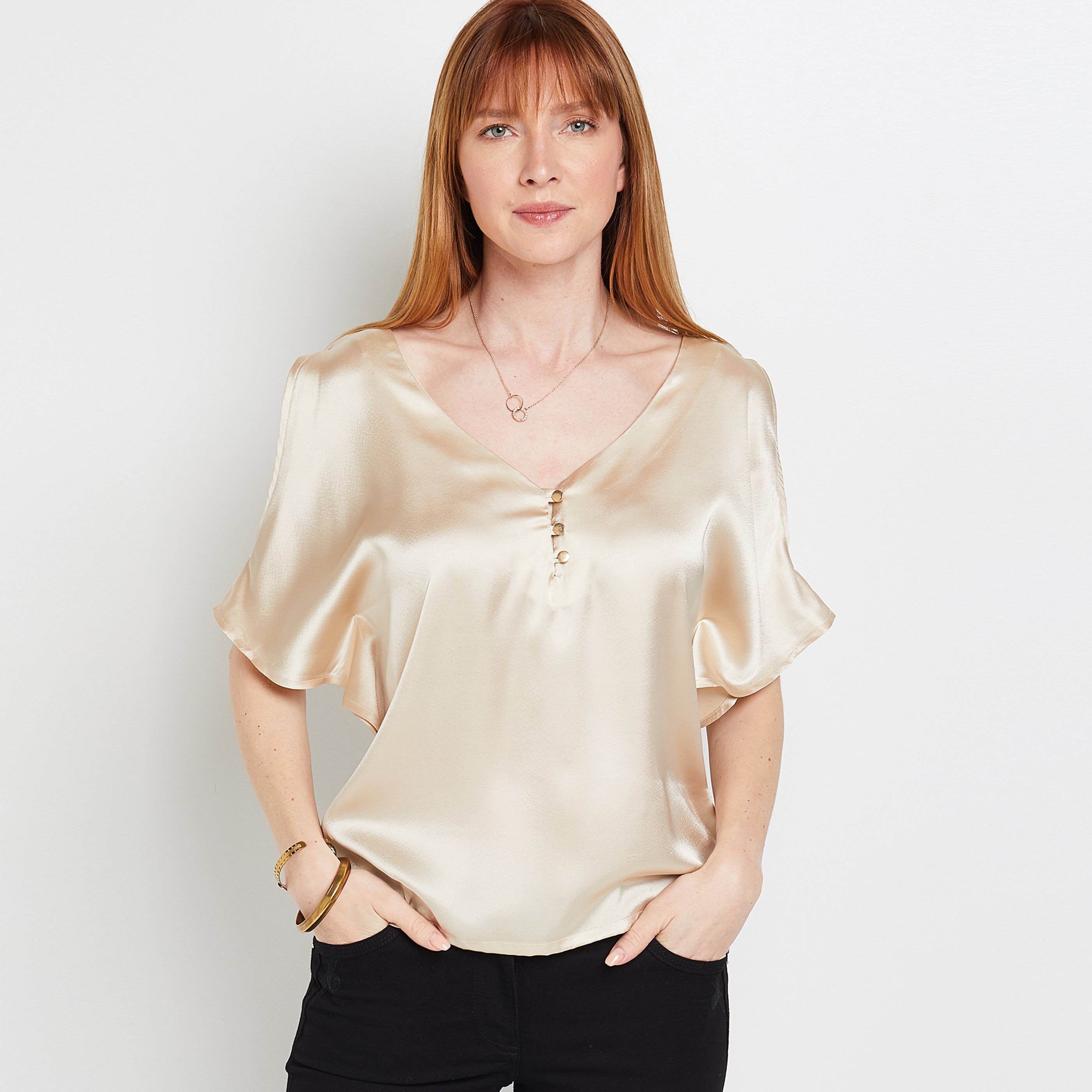 Blouse satinée femme - BEIGE