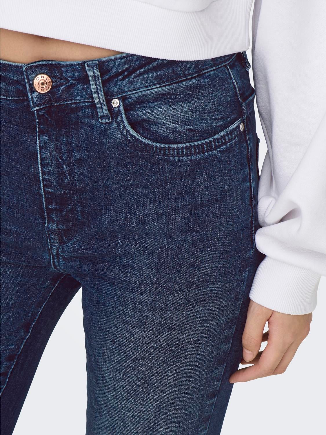 ONLFOREVER Hohe Taille Skinny Fit Jeans Dark Blue Denim