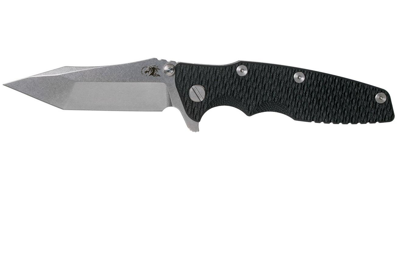 Rick Hinderer Eklipse 3.5” Tanto, CPM 20CV Stonewashed, Black G10 zakmes