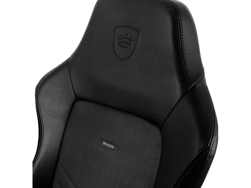 Noblechairs Hero - Stol - ergonomisk - armstøtter - T-formet - vippe - drejeled - aluminium, polyurethan, stål, memory foam, polyuretan vegan falsk læder - sort