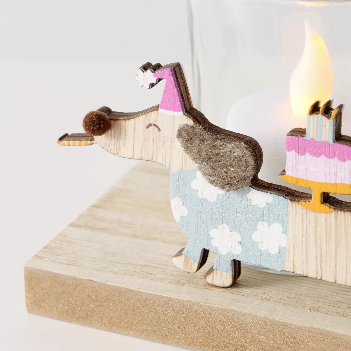 Windlicht Hund Tweety beige,blau,braun,rosa