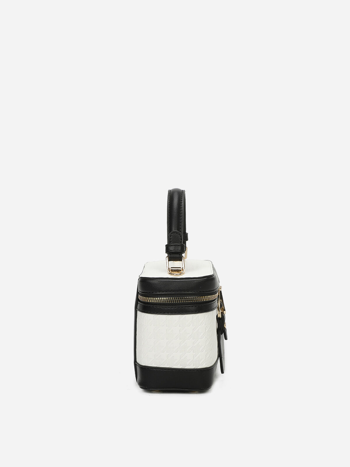 Petit sac vanity bi-matières- Blanc / Noir