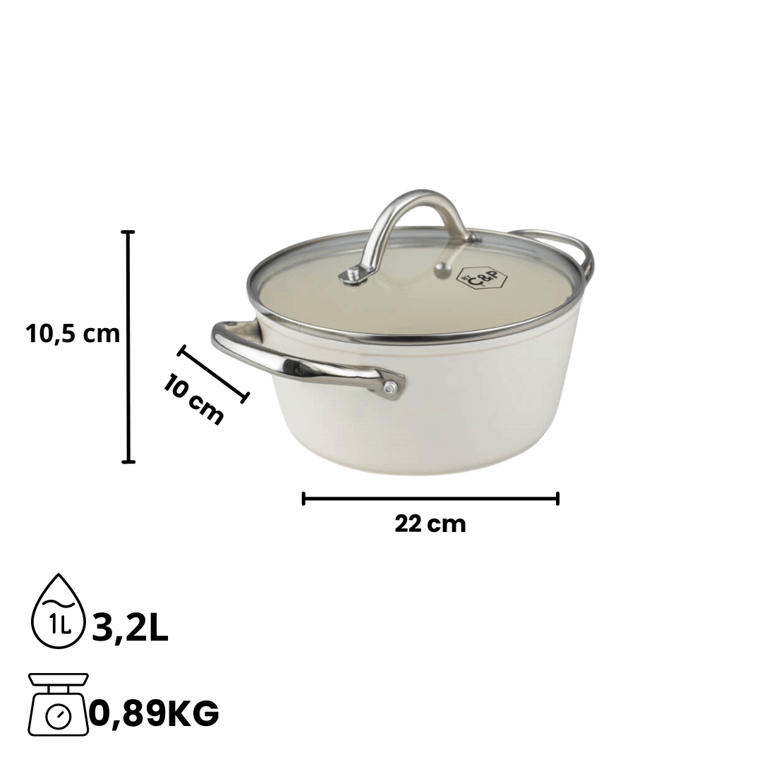 Go Ivory Kookpan met deksel 22 cm