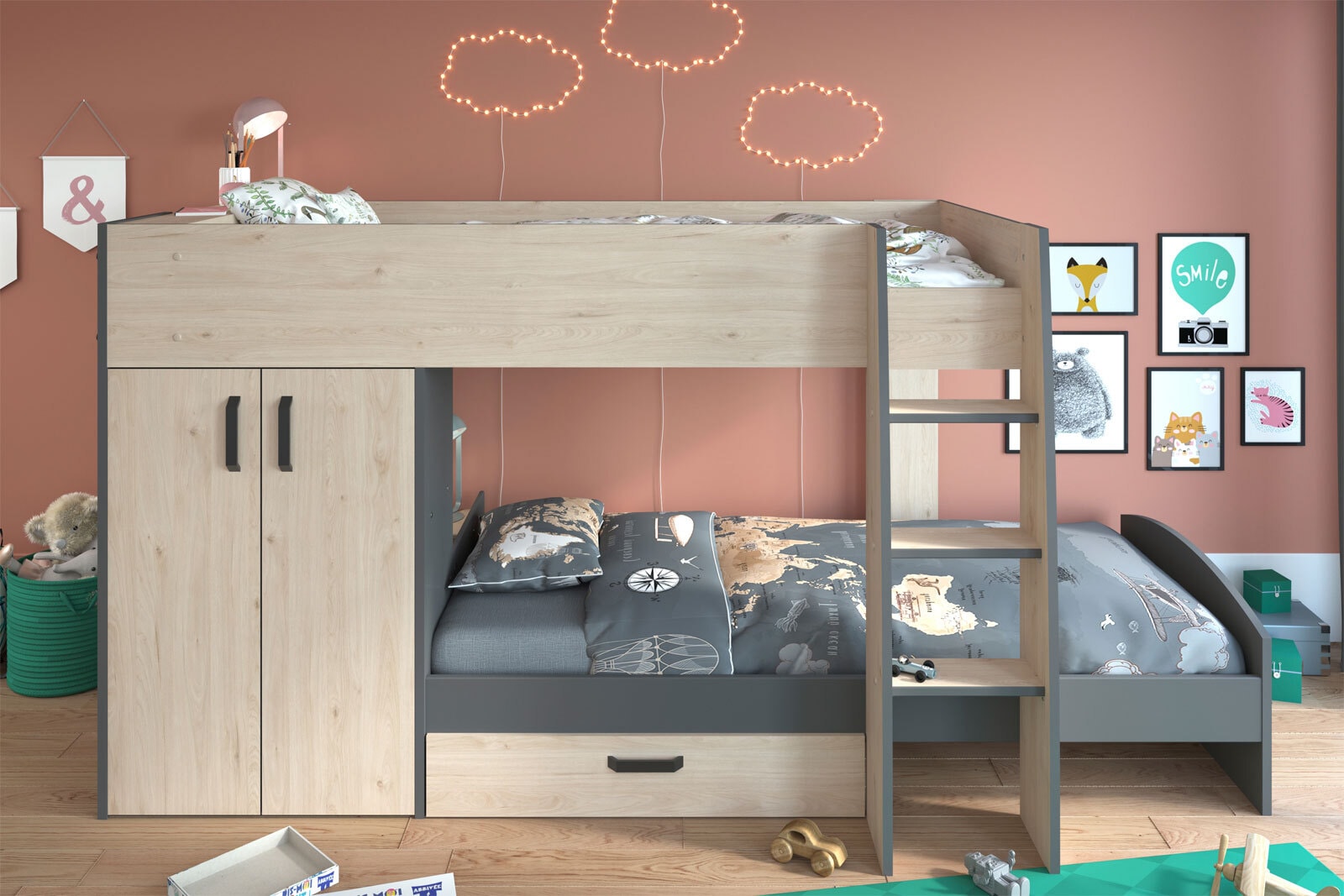 Parisot Etagenbett Stim 2 braun/grau