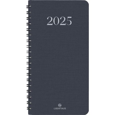 Agenda de poche spiralé Galway - 1 semaine sur 2 pages - 9,5 x 17 cm - anthracite - Oberthur