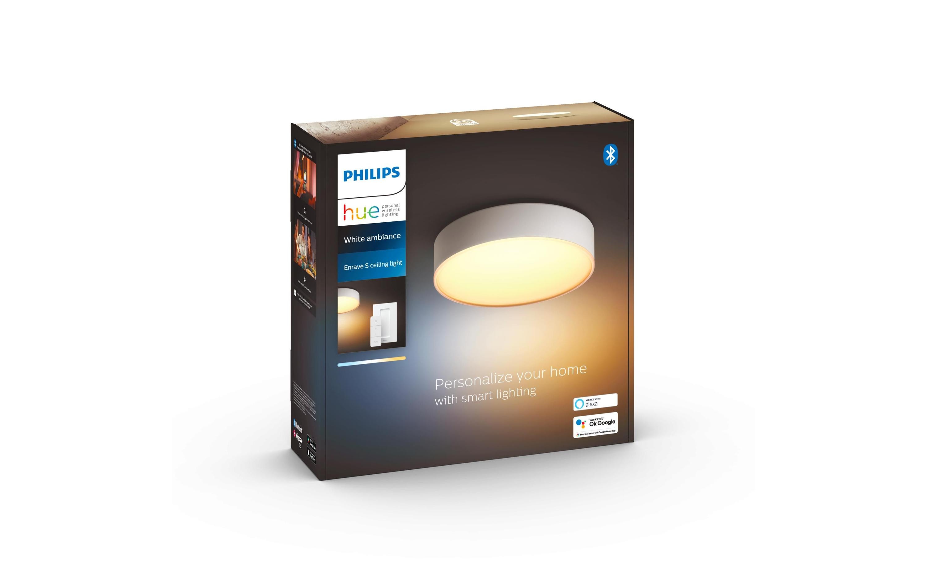 White Ambiance Enrave Deckenleuchte S Weiss + DimmerDeckenlampe steuerbar mit Philips Hue