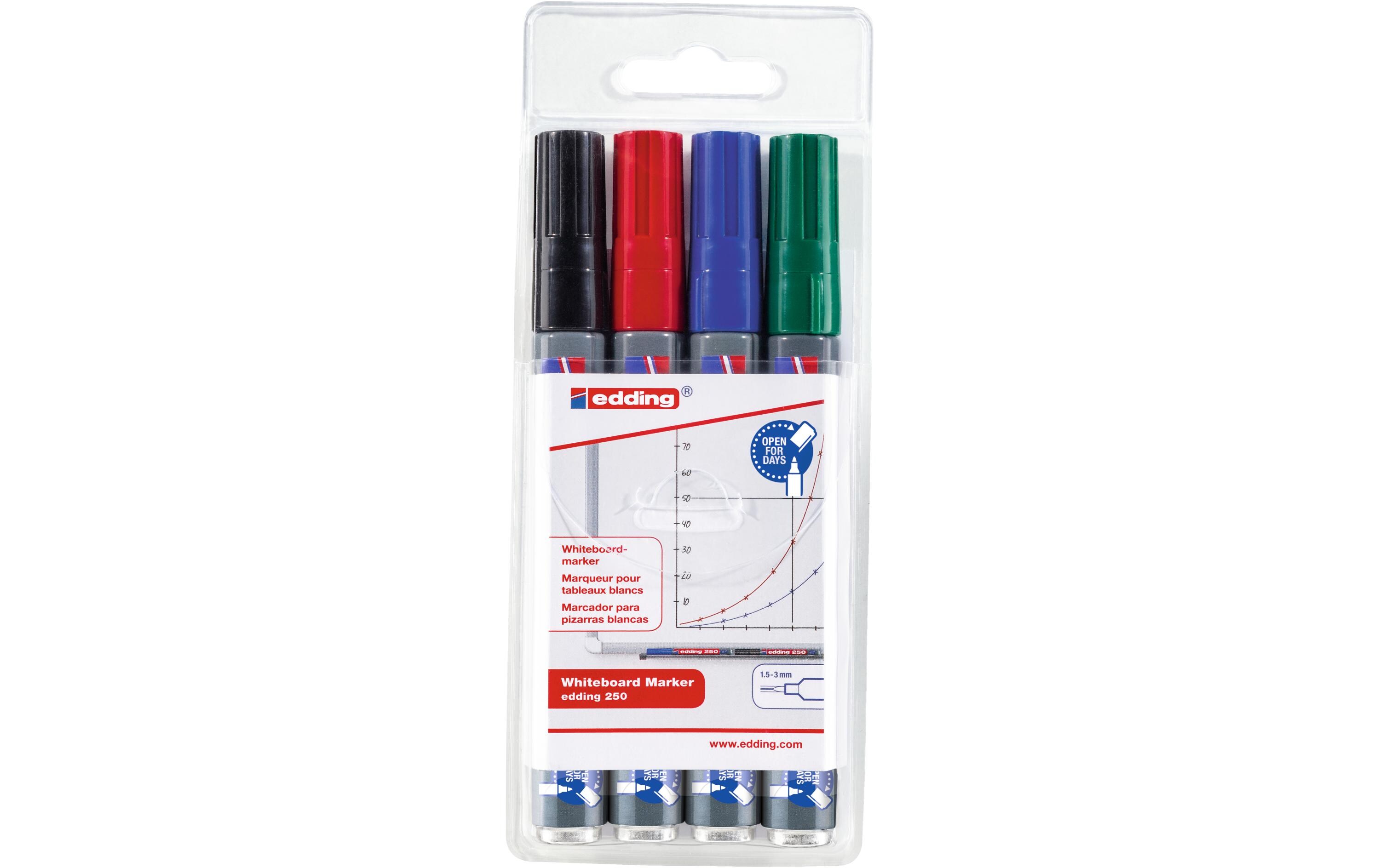 Whiteboard-Marker 250 4 Stück4er-Etui Whiteboard Marker mit den Farben Schwarz, Rot, Blau und Grün