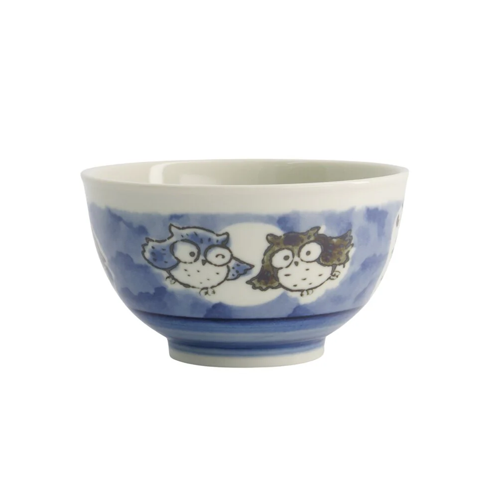 Tokyo Design Studio  Kawaii Owl Rice skål, blå - 400 ml.