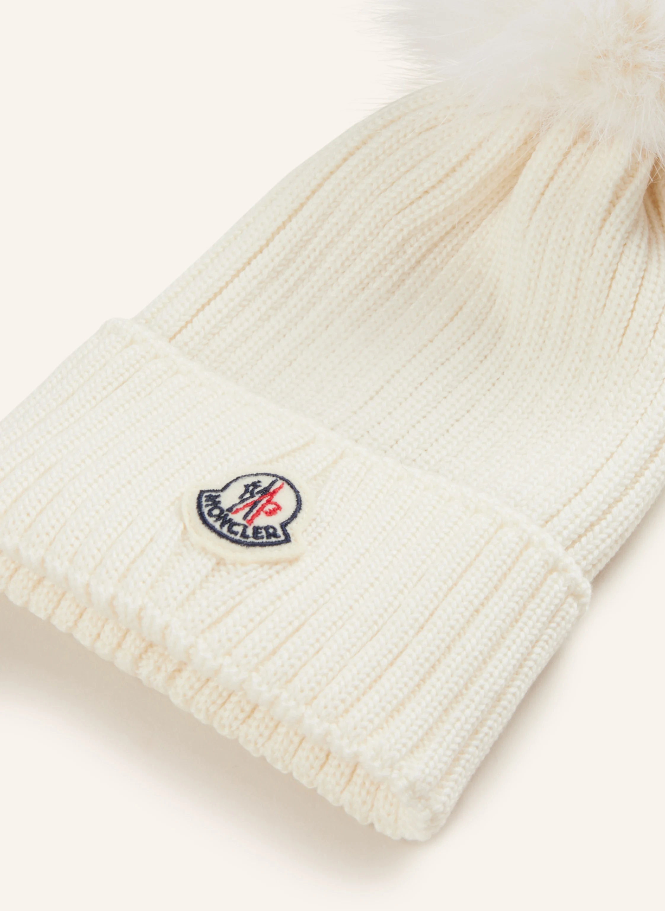MONCLER enfant Mütze mit Kunstpelzbommel