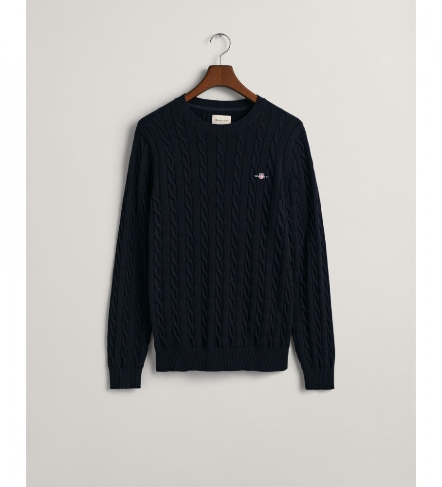 Camisa Gant Navy Cable Knit com gola redonda
