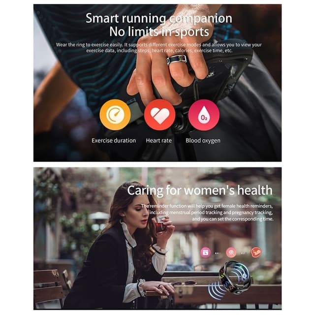 Vandtæt Smart Ring Søvntracker Blodilt Pulsmåler Opladningsetui