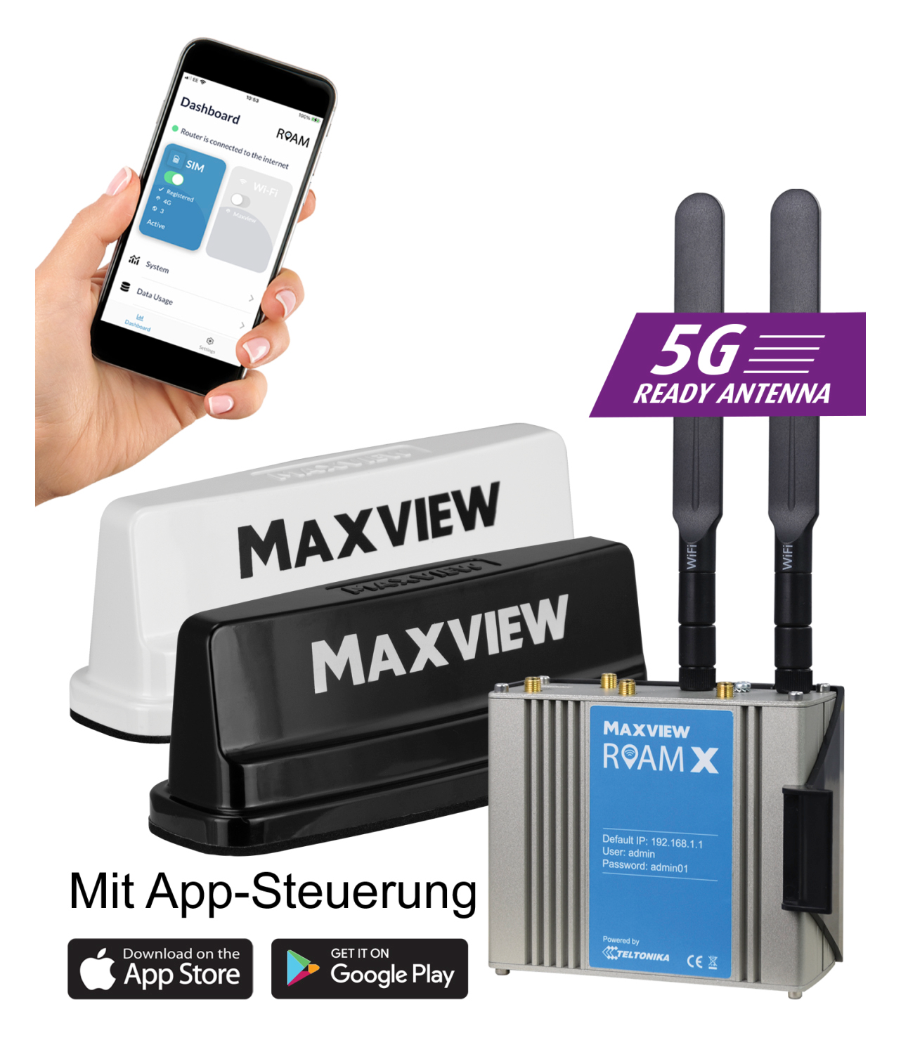 Maxview LTE/WiFi Antenne Campervan Roam X weiß