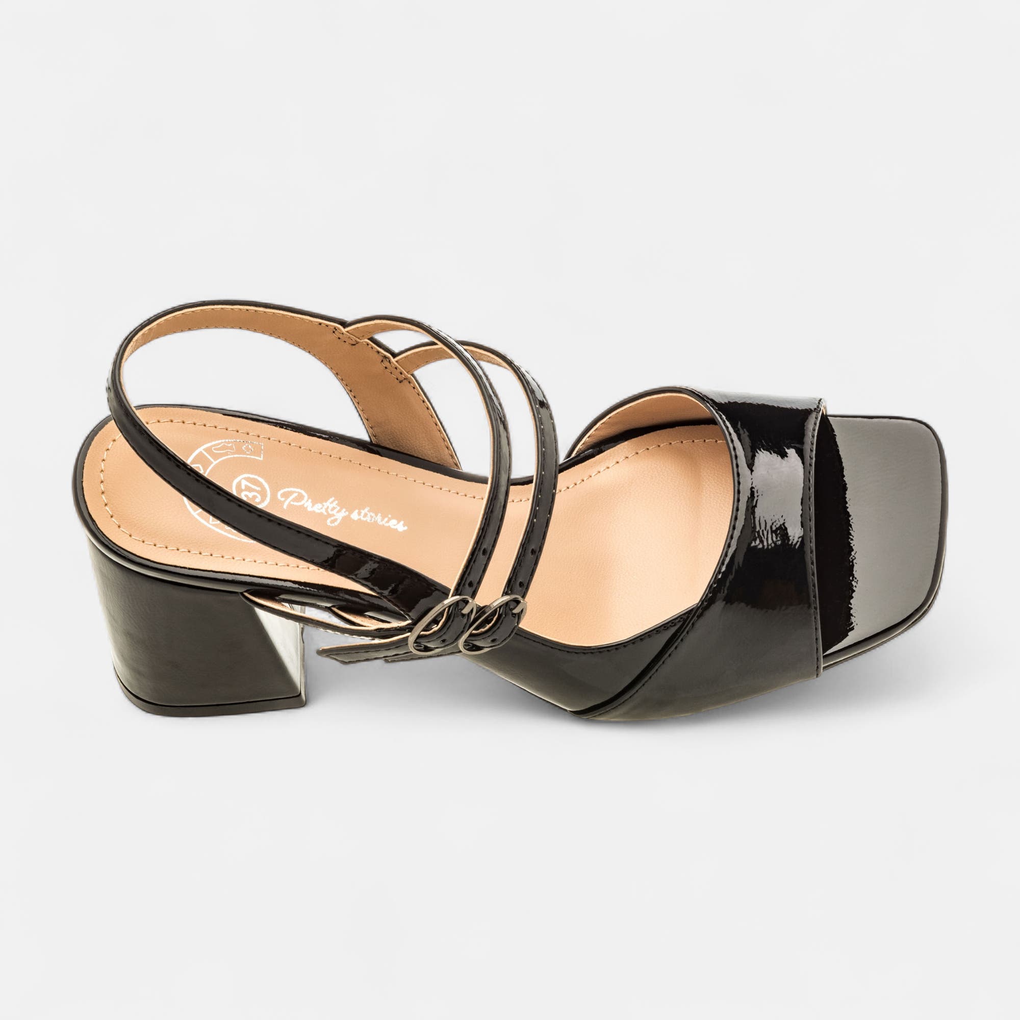 Nu-pieds à talon Femme noir vernis