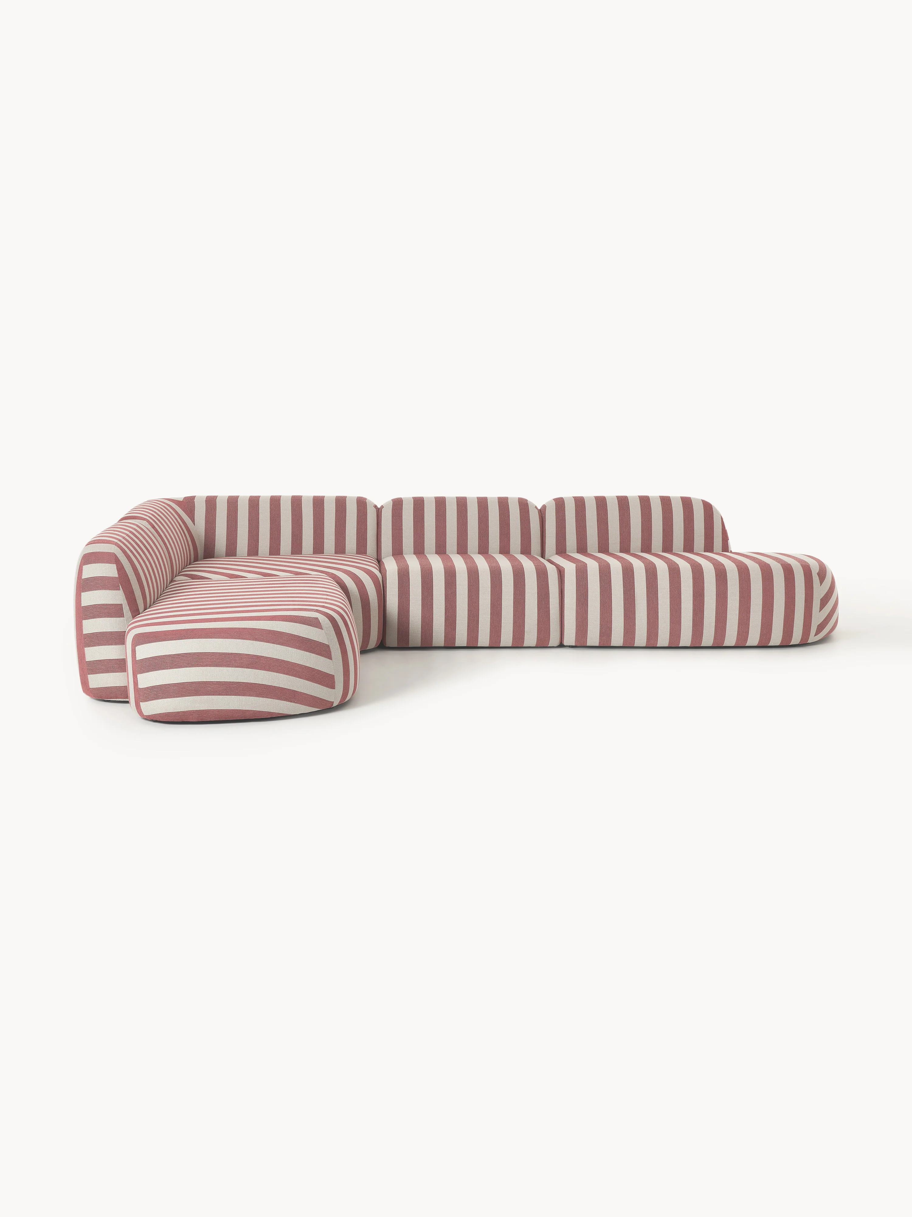 XL modulaire gestreepte hoekbank Wolke met chaise longue