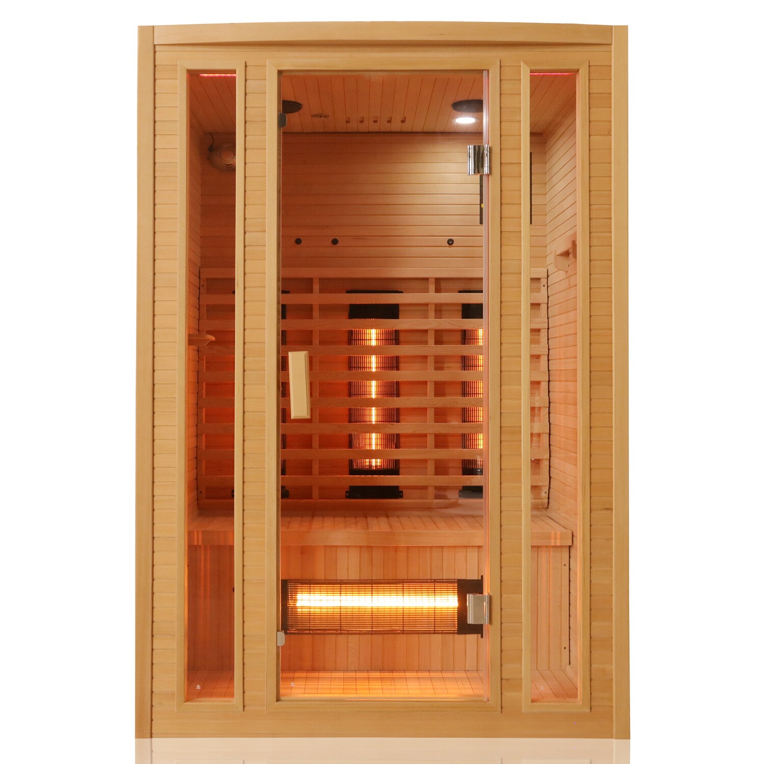Tronitechnik® Infrarotkabine Infrarotsauna MANILA 130cm x 100cm inkl. 6 Vollspektrumstrahler, 2 Personen, LED, Hemlockholz