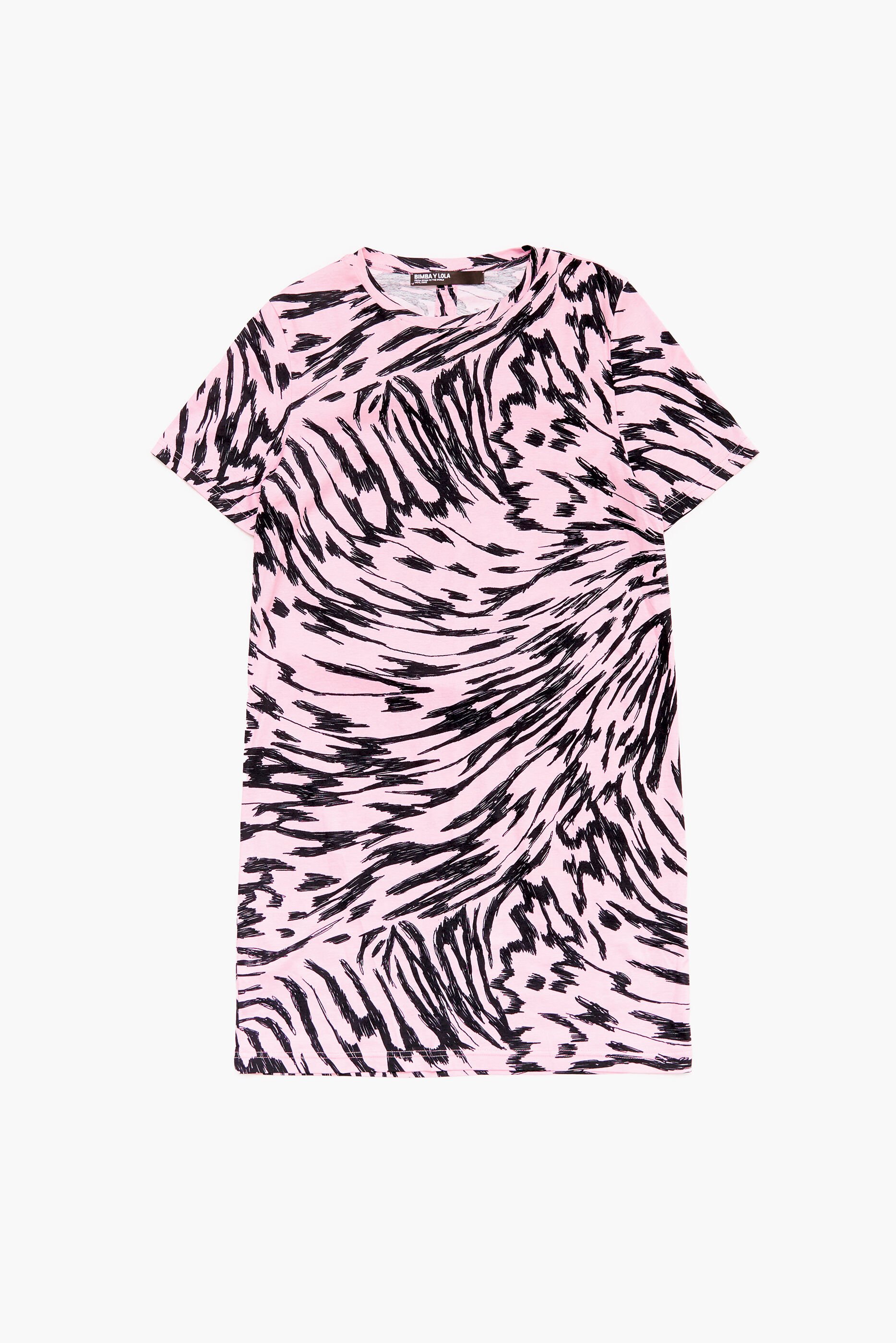 Vestido curto bicolor rosa com estampa de asa de borboleta