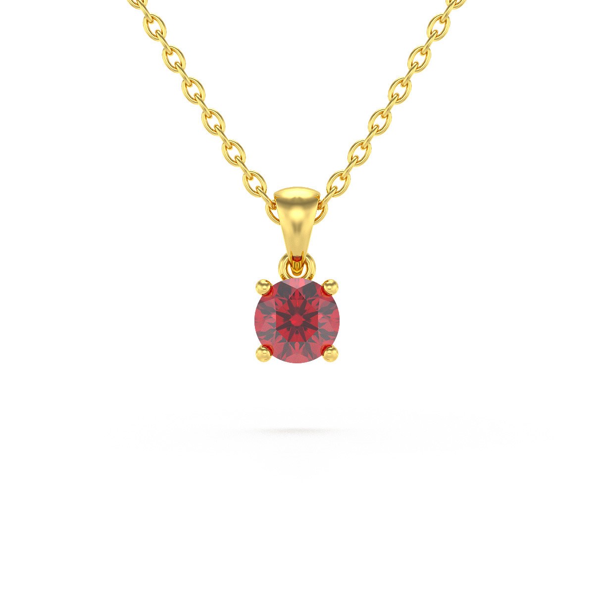 Collier Pendentif Or Jaune 585 Rubis - Bijou Précieux | Aden